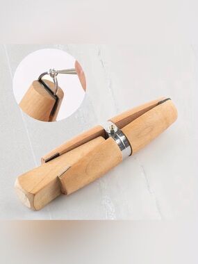Wooden Ring clamp with Metal Adjustable Band - Natural Wood